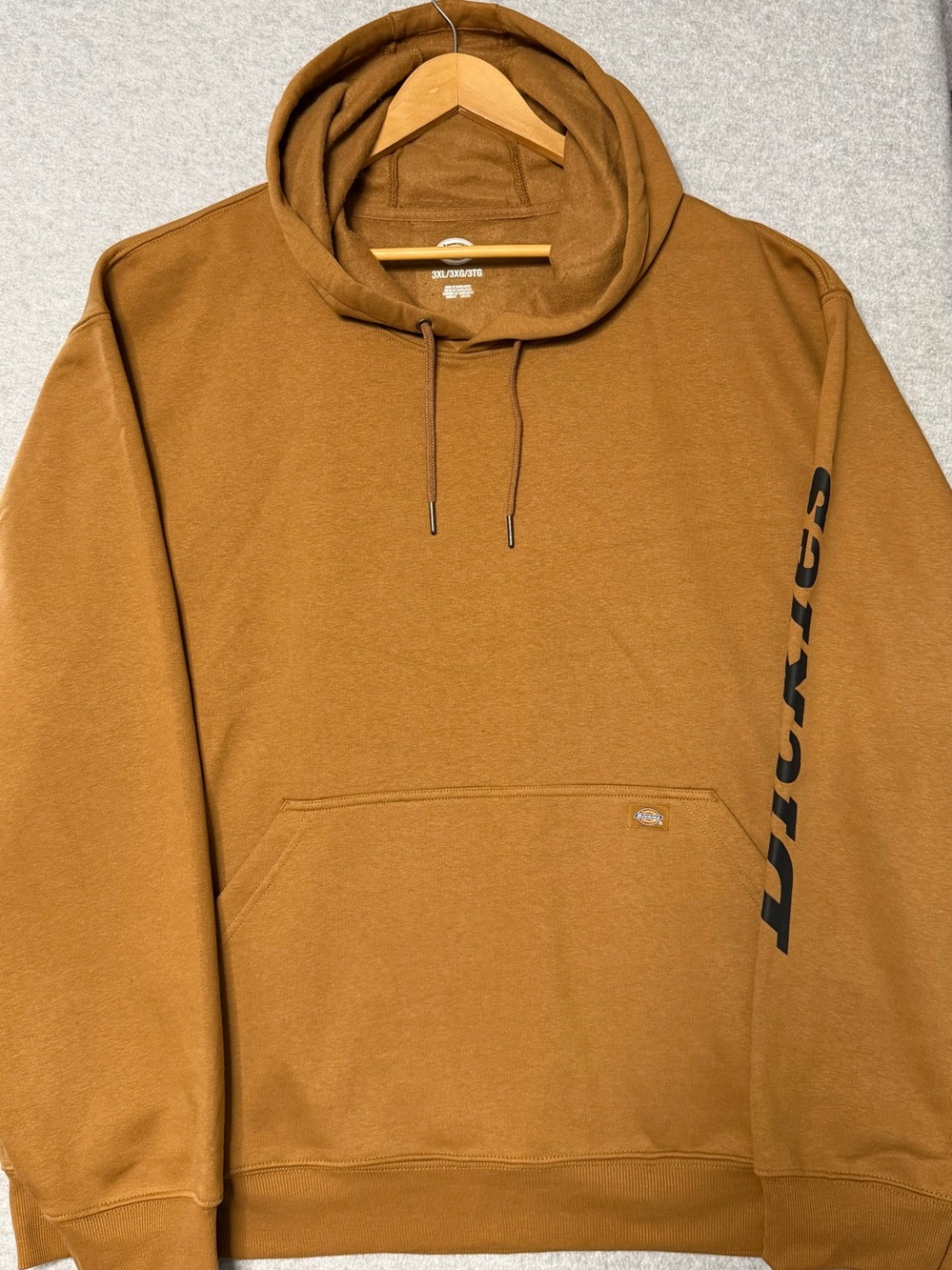 Dickies Men’s 3XL Brown Duck DWR Water Repellent Fleece Logo Hoodie NWT